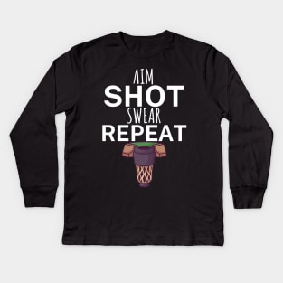 Aim shot swear repeat Kids Long Sleeve T-Shirt